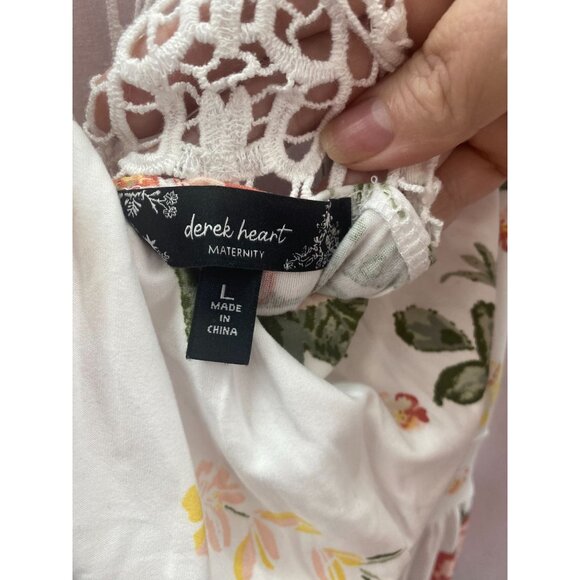 Derek Heart Women's Size Large Maternity White Floral Maxi Dress - Picture 5 of 5